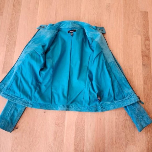 Le Chateau blue leather coat XS - Picture 3 of 5